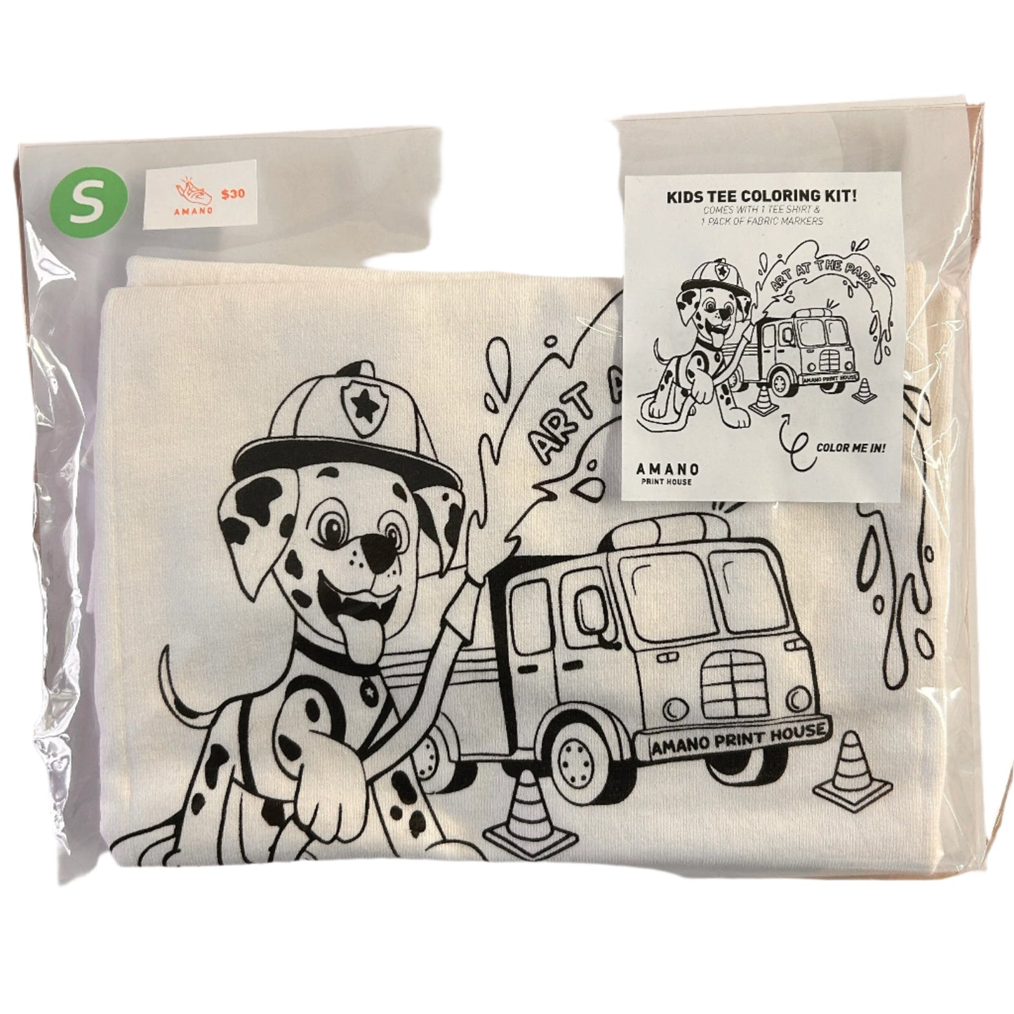 Dalmatian Firefighter Kids Tee Coloring Kit