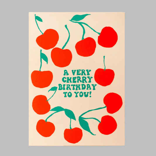 Cherry Birthday Screen Printed Card