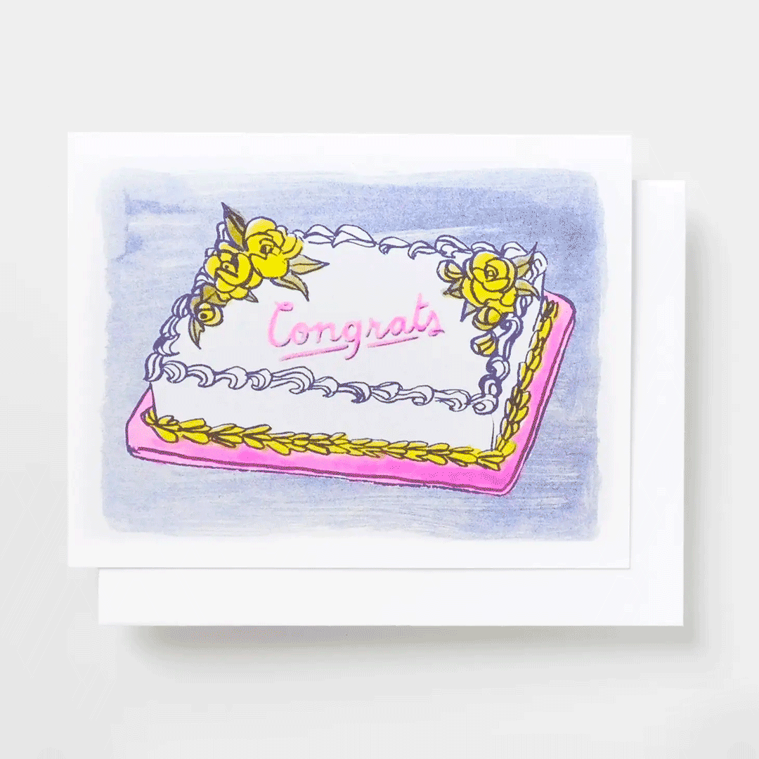 Congrats Cake Risograph Card