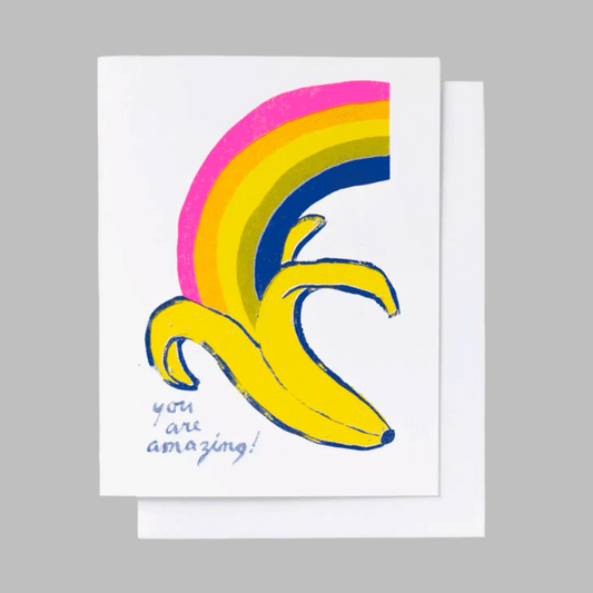 Banana Rainbow Risograph Card